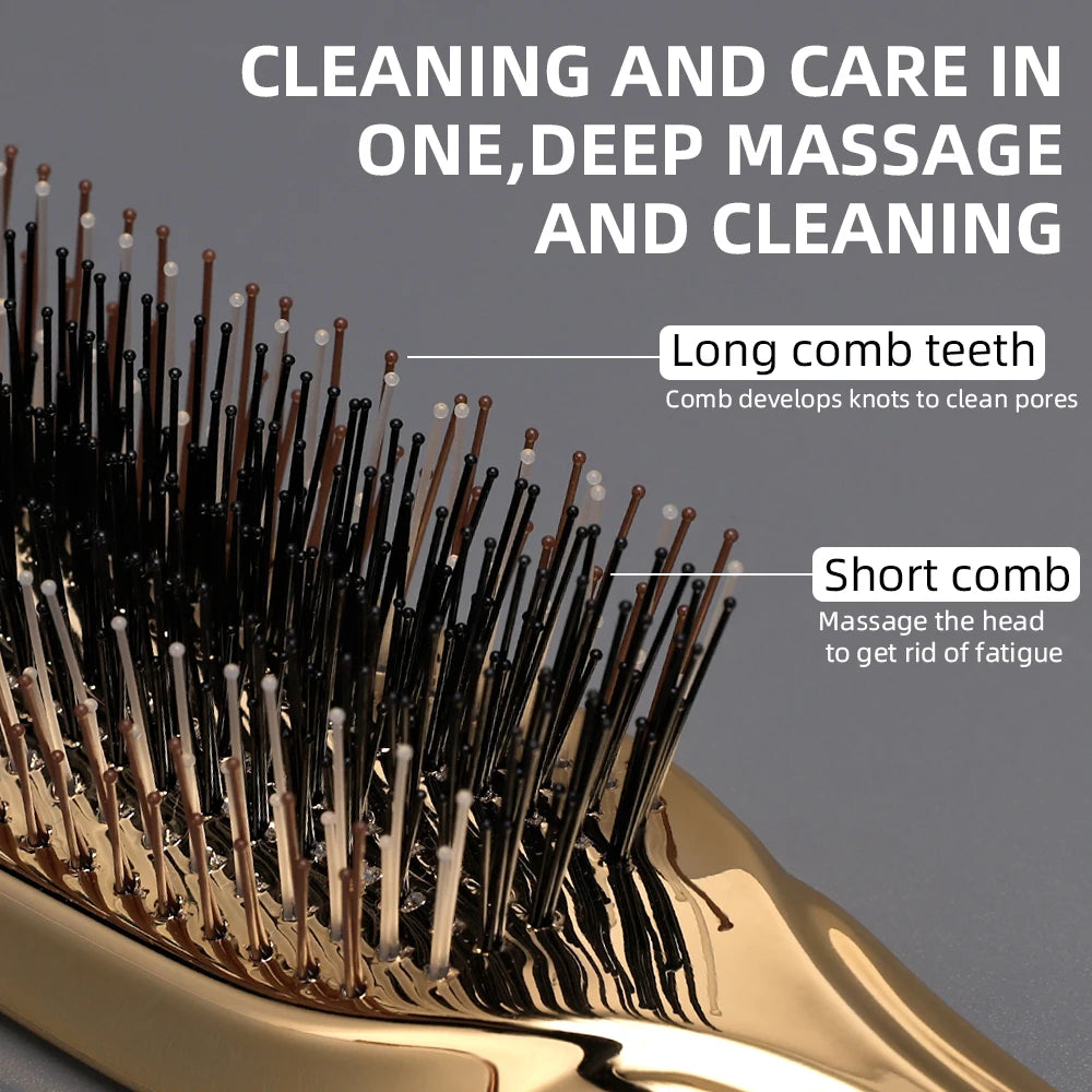Professional Upscale Household Dry Wet Hairdressing Combs Hair Salon Electroplated Massage Comb Barbershop Styling Tools